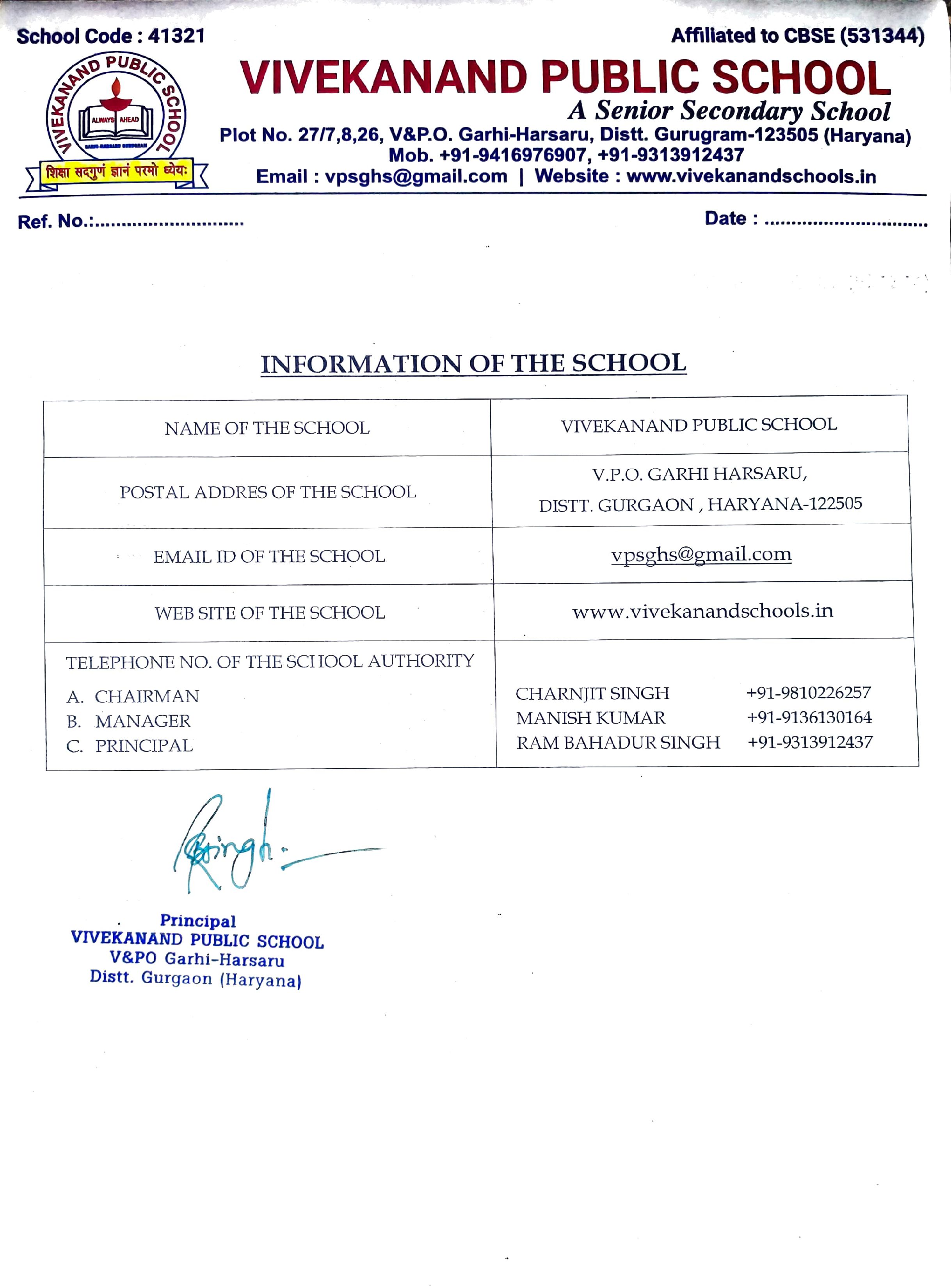 Vivekanand Public School Postal Address and Details